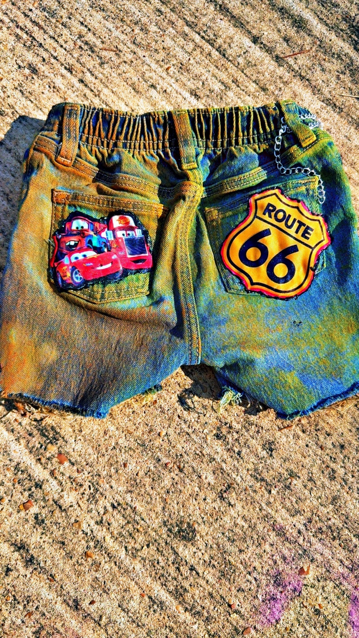 Cars Custom Boys’ Birthday Outfit – Personalized Shirt & Denim Shorts with Chain