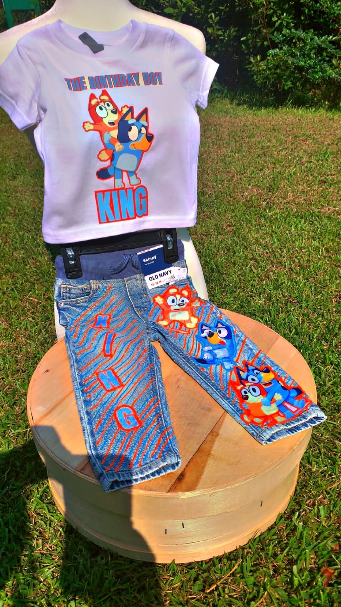 Bluey & Bingo Custom Birthday Outfit – Personalized Shirt & Jeans Set
